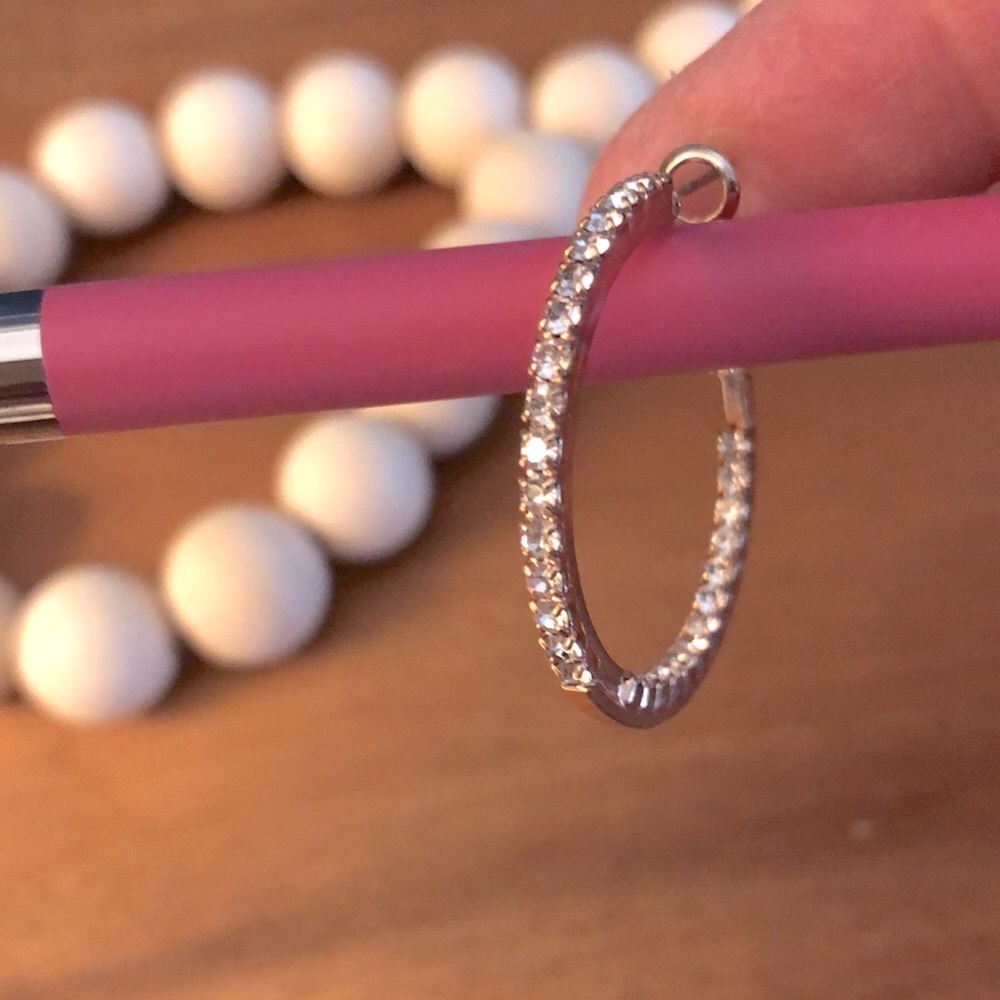 Rose gold 1/2 inch hoops with CZ!